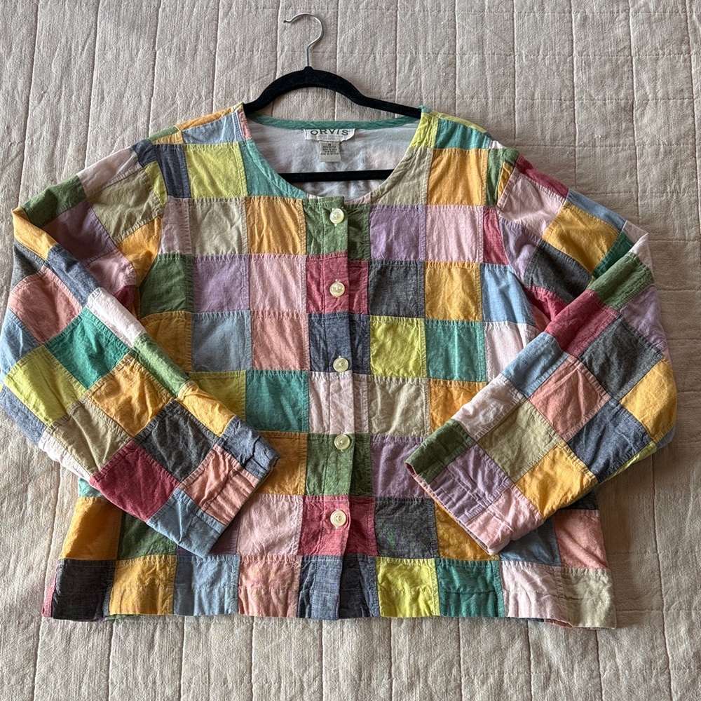 Orvis Patchwork Button-Front Cardigan - Multicolo… - image 1